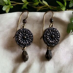 Bronze color button style earrings
